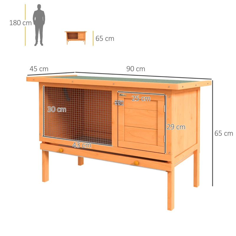 Outdoor Rabbit Hutch & Guinea Pig Cage - Spacious Bunny Shelter, 90 x 45 x 65cm, Weatherproof & Durable