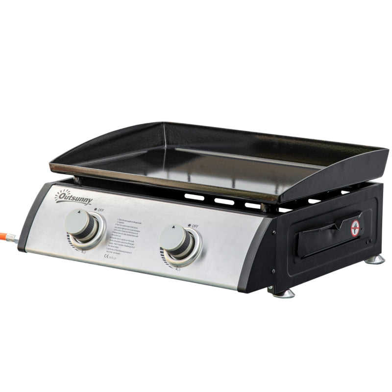 Portable Stainless Steel Gas Plancha Grill - 6kW, Non-Stick Griddle
