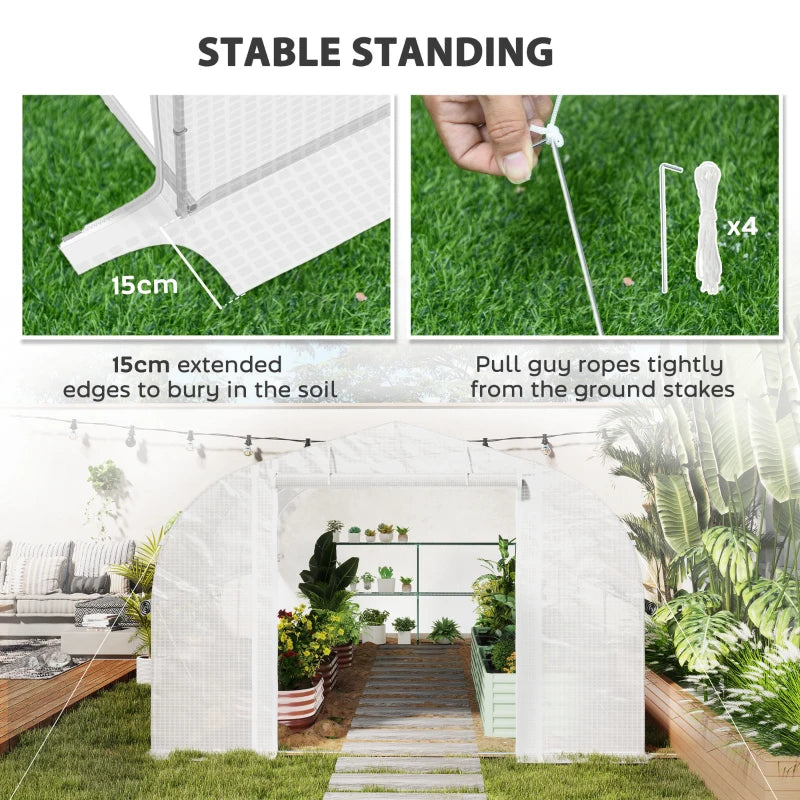 Spacious Walk-In Polytunnel Greenhouse with Zipped Sidewalls