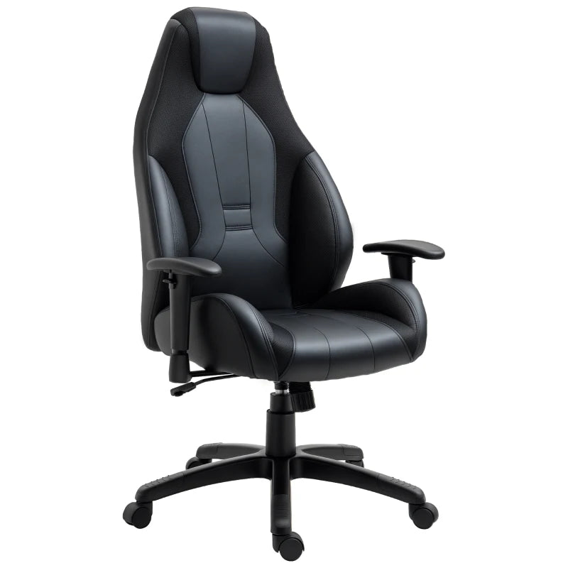 Vinsetto Racing Gaming Chair - Ergonomic Mesh & Faux Leather, High Back, Adjustable Height & Armrests, Swivel Wheels, Black