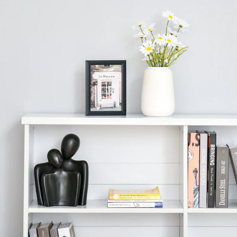 Stylish 2-Tier Wooden Cube Bookcase - Freestanding Open Storage Shelving Unit for Home Office & Living Room, White, 118x29x76cm