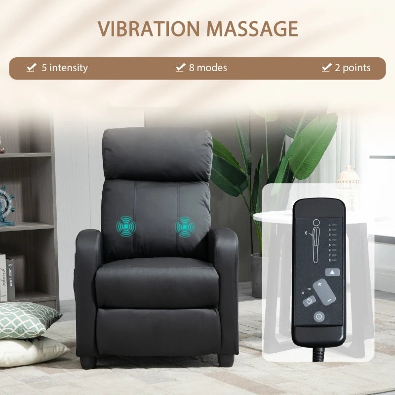 Massage Recliner Armchair in Faux Leather with Adjustable Leg Rest and Side Pocket for Living Room