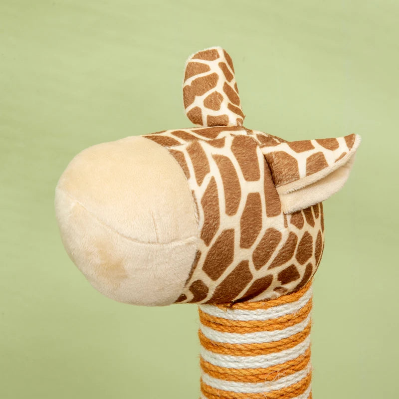 Unique Giraffe-Designed Cat Tree with Scratching Posts, Cat Tunnel & Toy Ball - Beige for Playful Cats