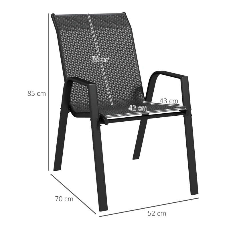 Stylish Four-Piece Grey Rattan Garden Seat Set - Stacking Outdoor Furniture for Patio, Balcony, and Garden