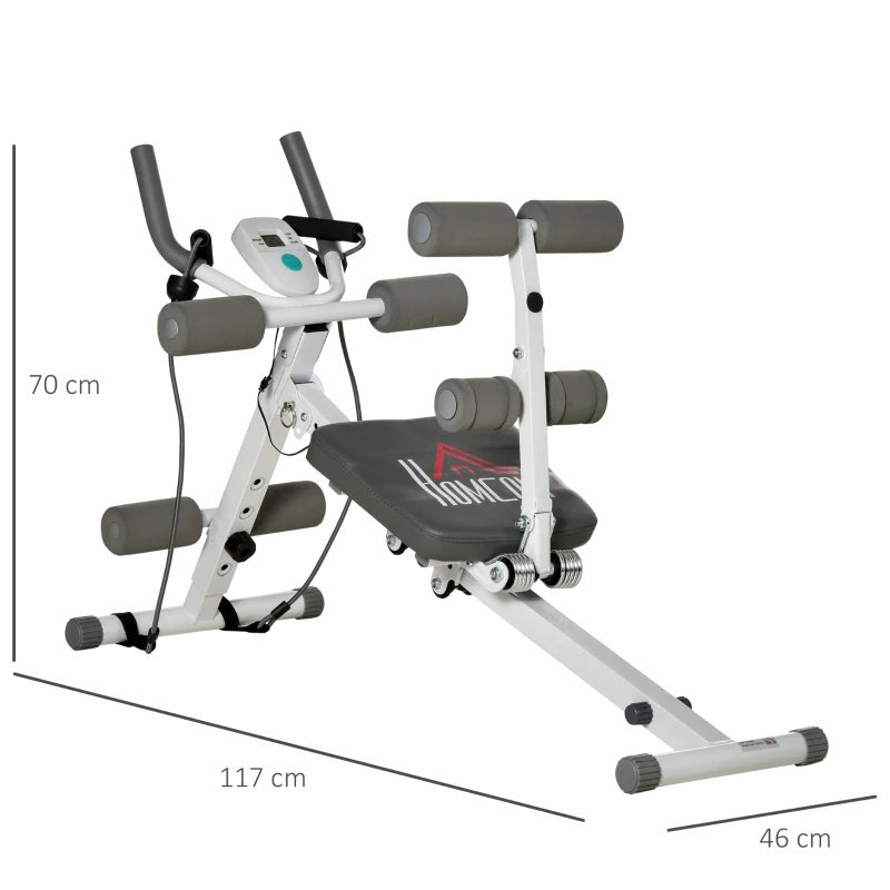 2 in 1 Core Abdominal Trainer Sit Up Bench with LCD Screen Adjustable Fitness Crunch Machine for Home Gym