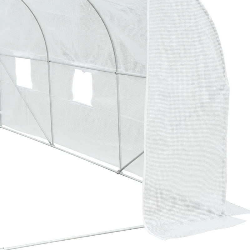 Green Walk-In Garden Polytunnel with Door and Windows, 3.5 x 3 x 2m, White