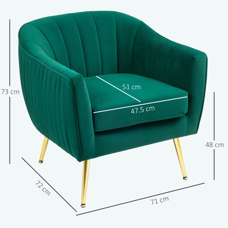 Velvet-Feel Green Shell Back Accent Chair for Stylish Home Decor