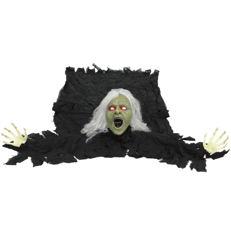 183 cm Life Size Crawling Zombie with Glowing LED Eyes - Scary Animated Halloween Decoration for Indoor/Outdoor Parties