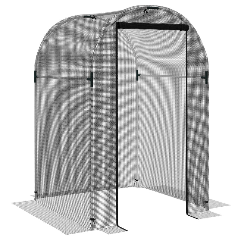 Black Steel Fruit Cage Plant Protection Tent with Zipped Door, 1.2 x 1.2 x 1.9m