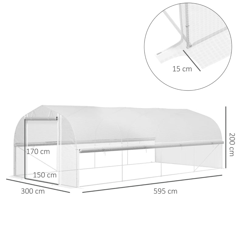 Spacious Walk-In Polytunnel Greenhouse with Zipped Sidewalls