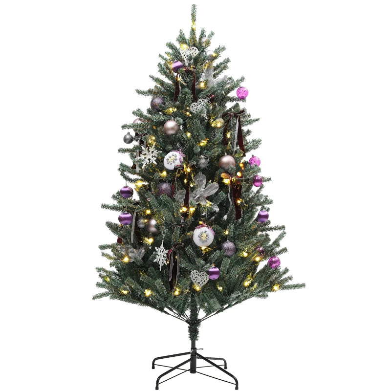 5ft Artificial Christmas Tree with Purple Decorations & Lights - Perfect Holiday Decor for Festive Celebrations