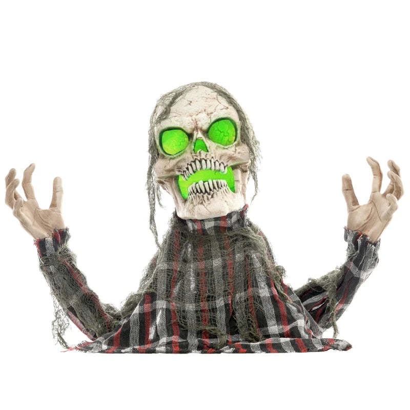 70cm Groundbreaker Skeleton Halloween Animatronic with Glowing Eyes - Spooky Outdoor Decoration for Haunted House