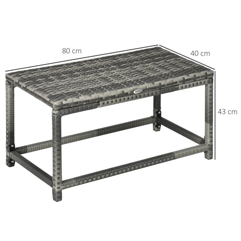 Grey Rattan Outdoor Side Table with Plastic Board - Patio & Balcony Furniture