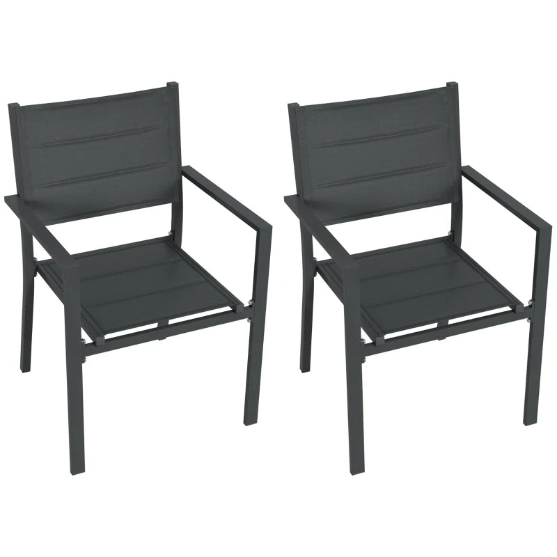 Dark Grey Aluminium Stackable Garden Chairs Set of 2