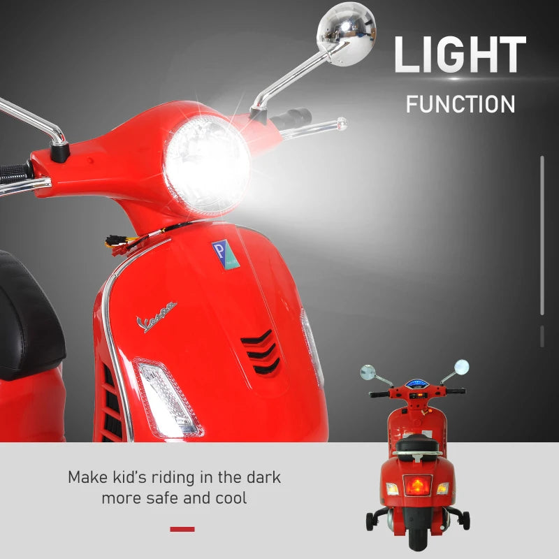 Kids 6V Ride On Motorcycle with LED Lights - Red Electric Toy Bike for Boys and Girls