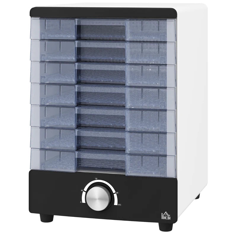 Premium Seven Tray Food Dehydrator - Adjustable 40-70°C Temperature Control - Compact White Design for Healthy Snacks