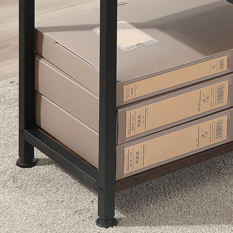 Rustic Brown 120CM Office Desk with Storage Shelves - Industrial Computer Table for Small Home Office Spaces