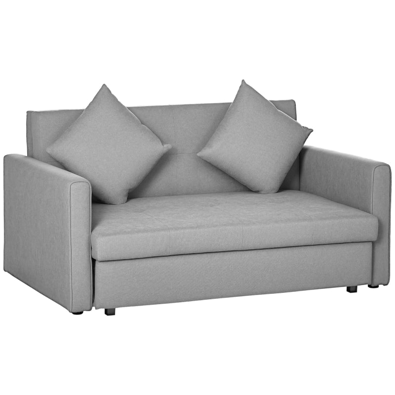 Modern 2 Seater Sofa Bed with Hidden Storage, Convertible Loveseat Couch in Light Grey for Living Room