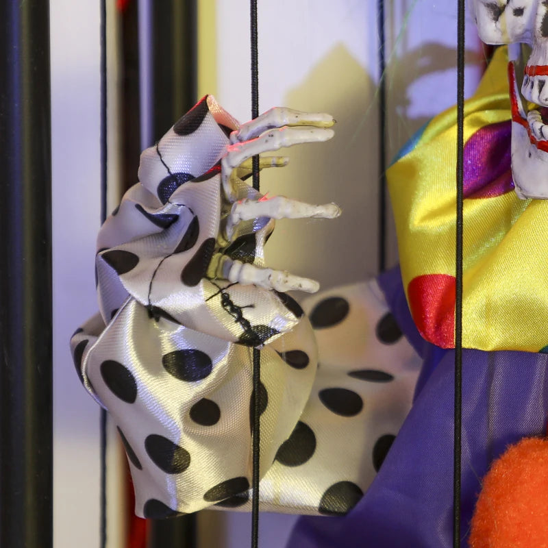 Spooky Animated Clown in Cage with LED Eyes - Scary Halloween Decoration, Battery Operated Indoor Party Prop