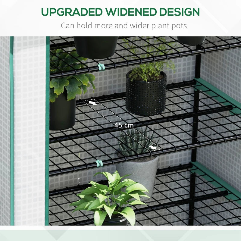 Portable White 5 Tier Mini Greenhouse with Roll-up Door, 193H x 90W x 49Dcm