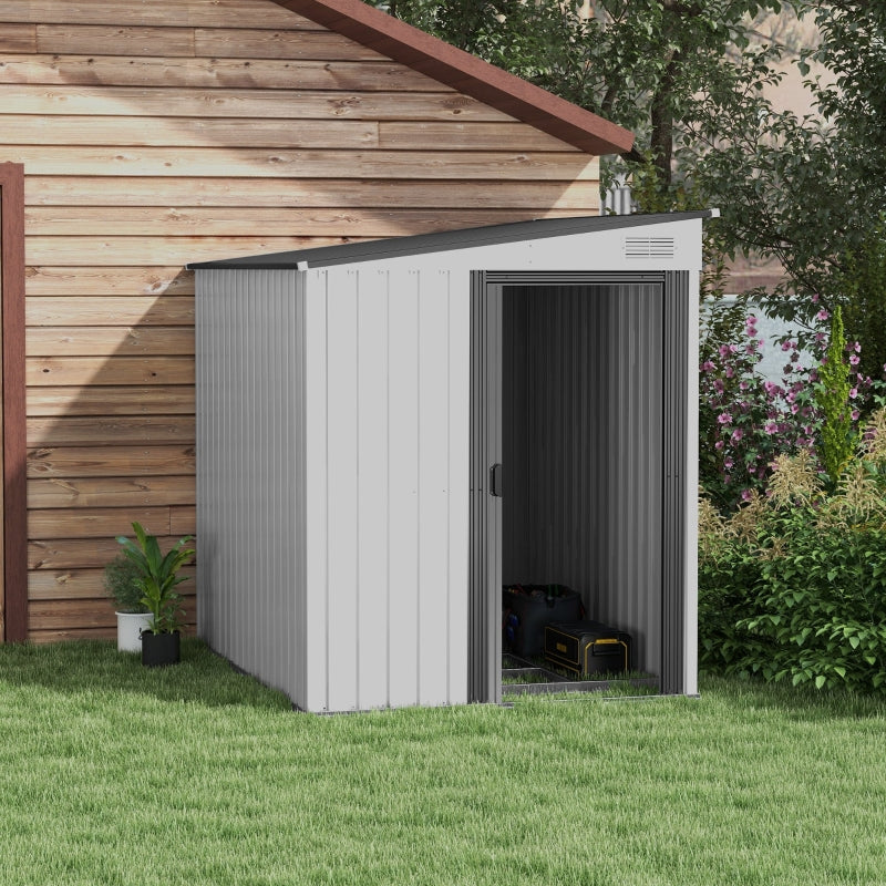 Silver Lean to Metal Garden Shed