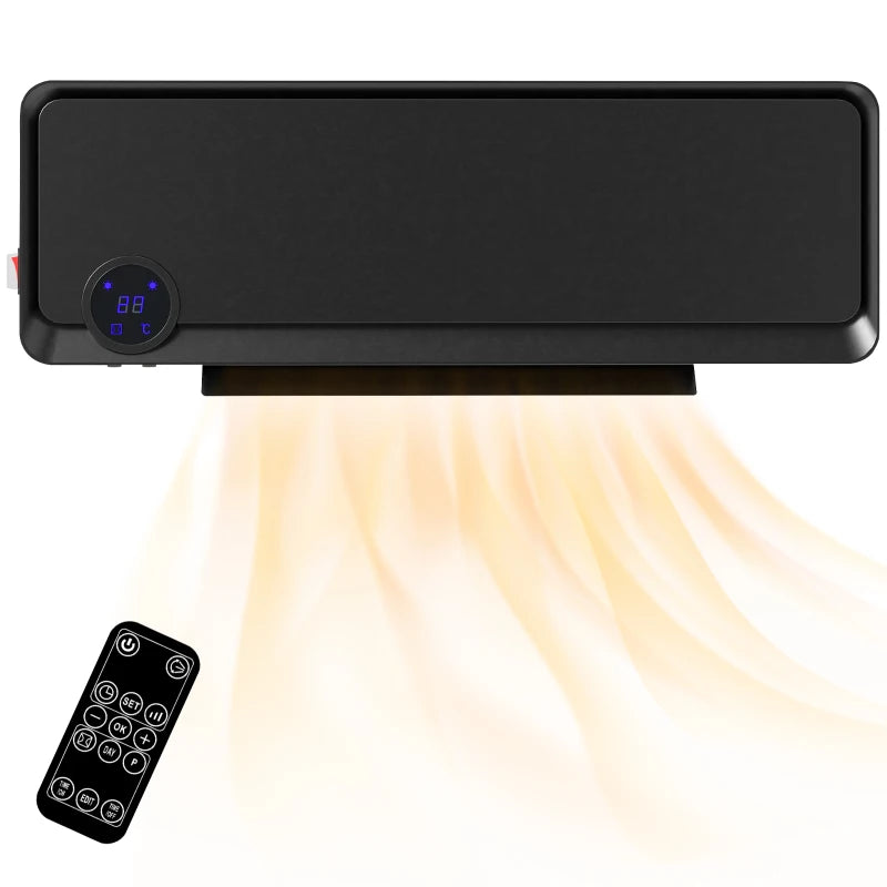 Electric Wall Downflow Heater 2000W with Timer Remote Oscillation for Home Office Bedroom