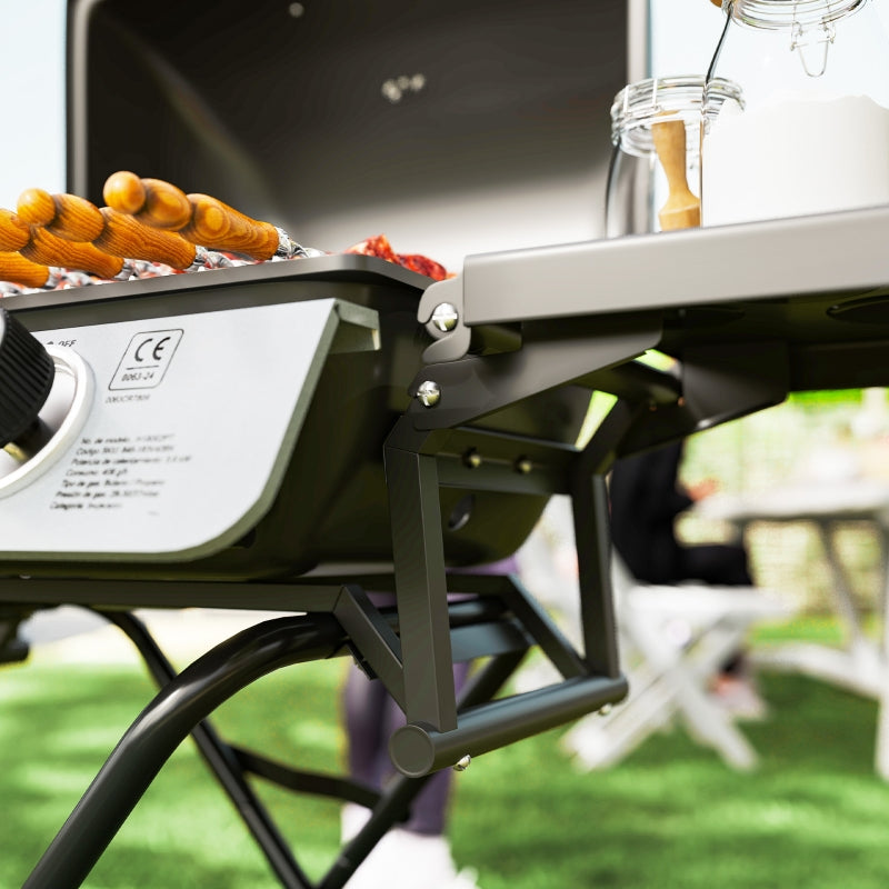 Portable Two-Burner BBQ Grill - Compact Suitcase Design for Outdoor Cooking - Black