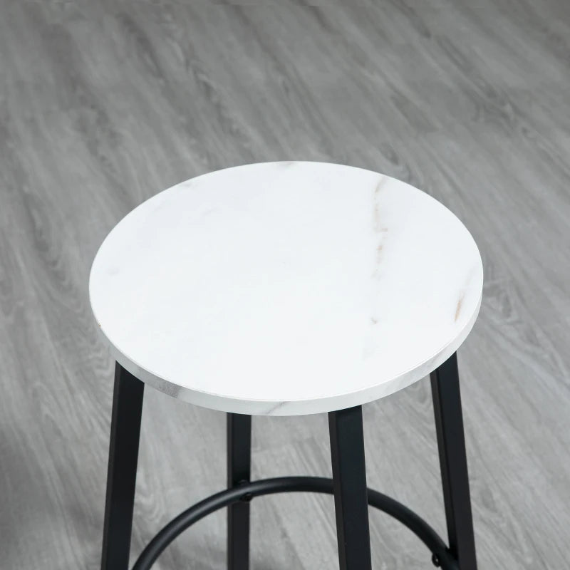 Elegant Three-Piece Marble-Effect Bar Table Set - Stylish White and Black Design for Modern Home Decor