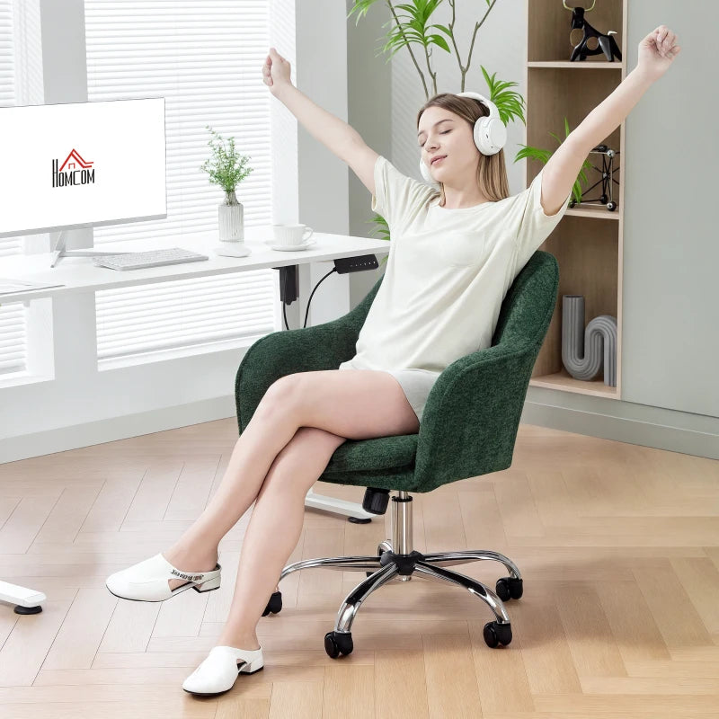Luxurious Dark Green Velvet-Feel Office Chair for Comfort and Style - Ergonomic Design for Home and Office Use