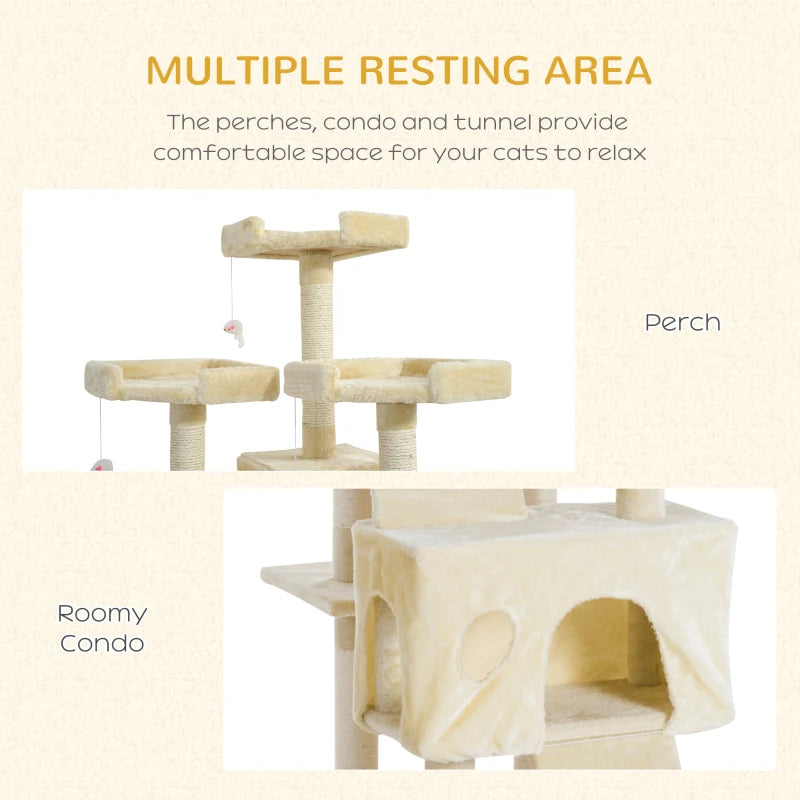 Deluxe Cat Tree for Indoor Cats - 181 cm Play Tower & Activity Center with Scratch Post & Climbing Features