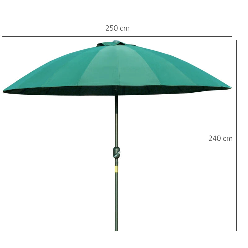 Green 2.5m Crank & Tilt Garden Parasol Umbrella