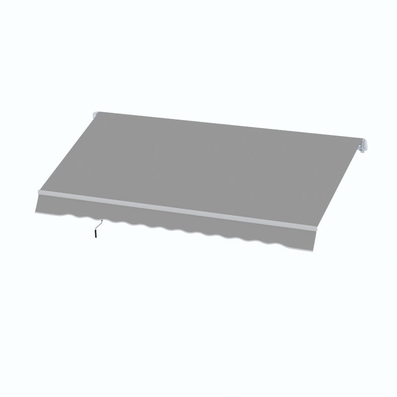 Light Grey Manual Awning For Garden Patio - 3.95m x 2.5m