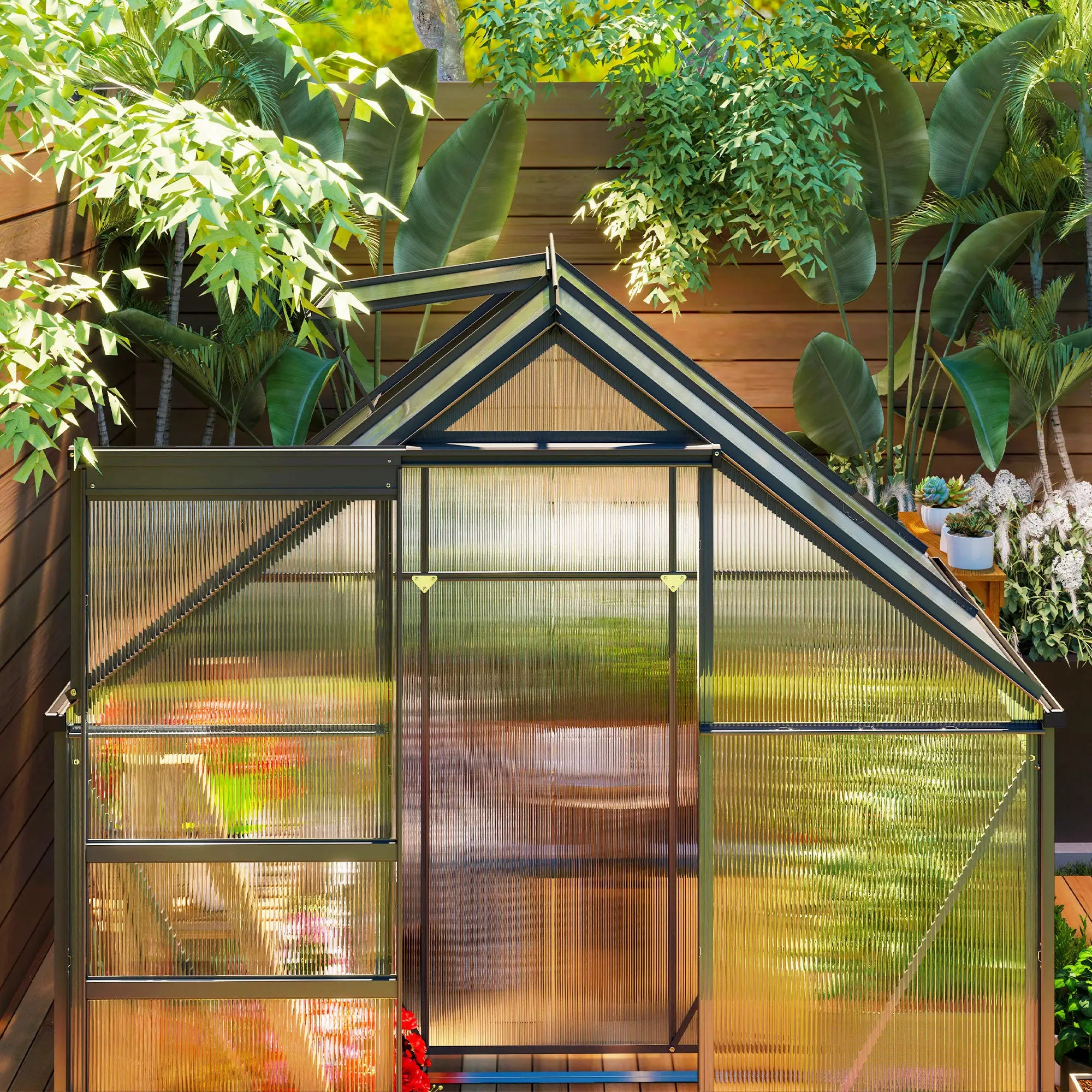 192.5cm x 131cm Walk-In Polycarbonate Greenhouse