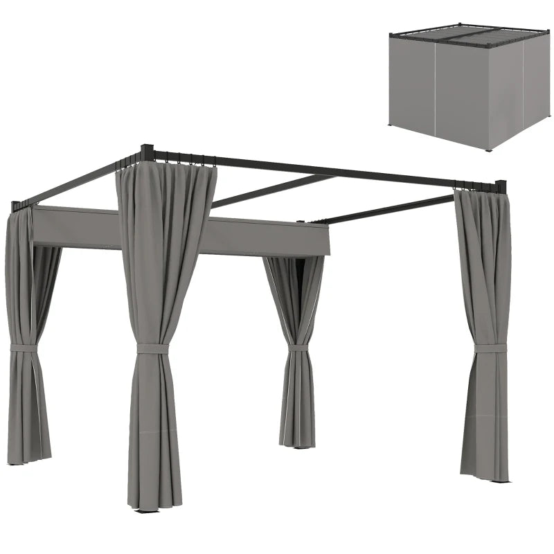 3m x 3m Canopy With Grey Curtains