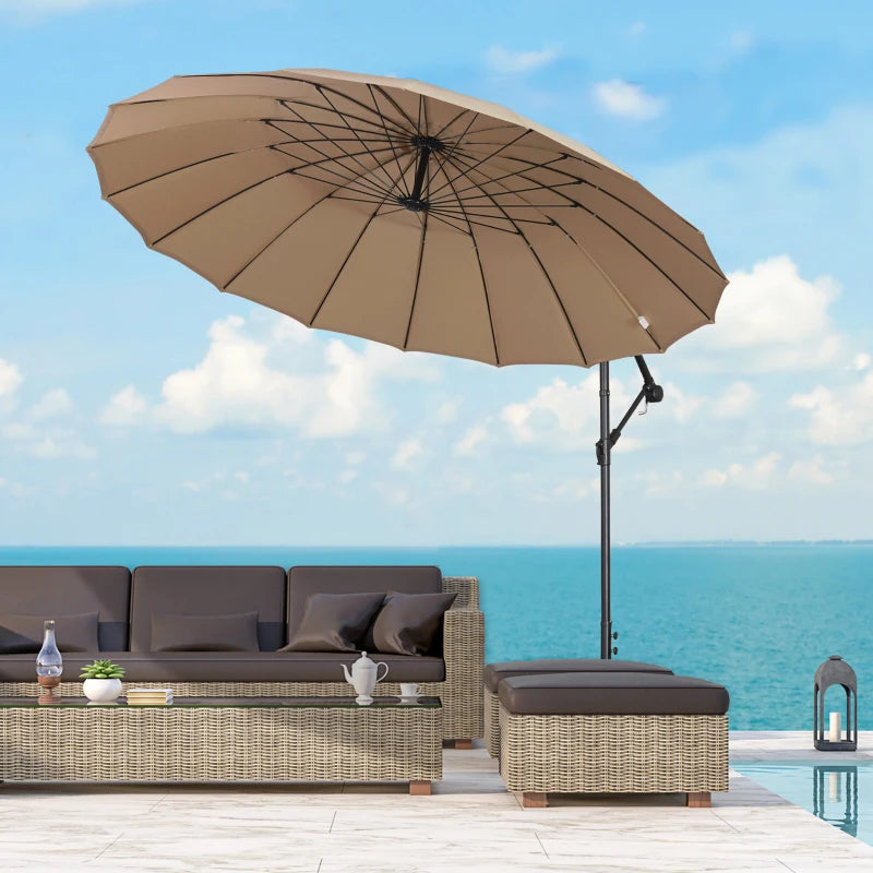 Khaki 3m Cantilever Patio Umbrella with 18 Ribs & Vents