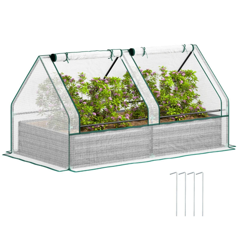 Metal Planter Box with Greenhouse Cover for Herbs