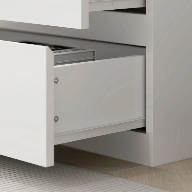 Elegant 180cm Tall White Bookcase with Shelves and Drawers - Perfect for Home or Office Storage
