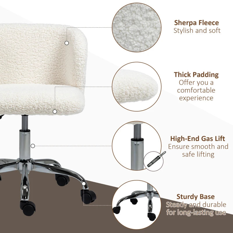 Ergonomic White Office Chair with Adjustable Height, Rolling Wheels, and Modern Design for Home and Office Use