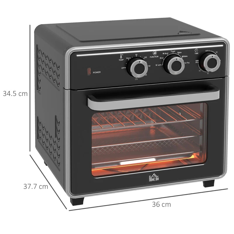 90-230 Mini Convection Oven with Air Fry Function - Compact Black Kitchen Appliance for Healthy Cooking