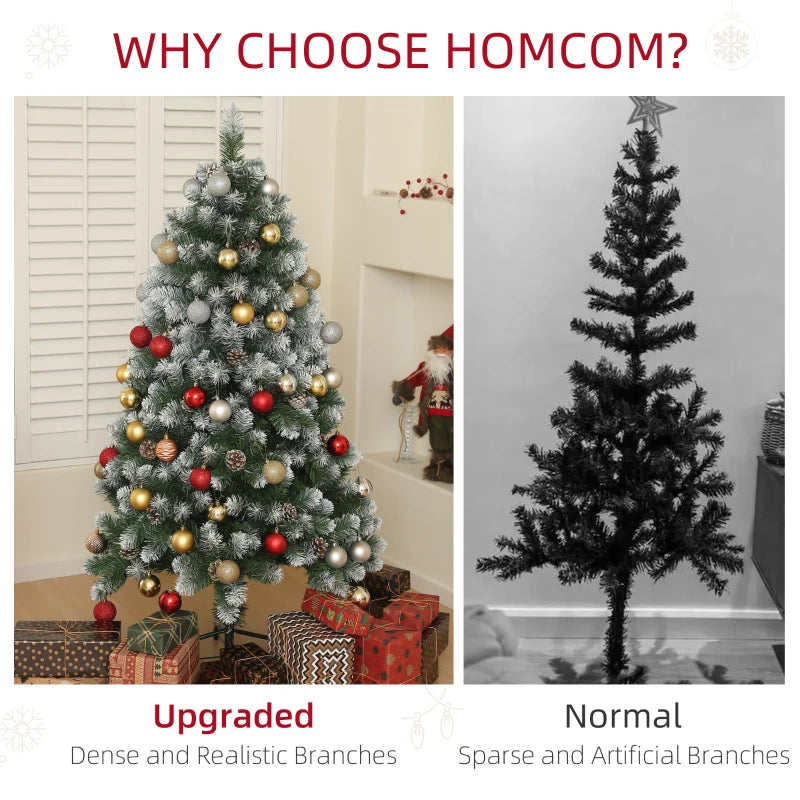 5ft Snow-Dipped Artificial Pine Christmas Tree - Realistic Holiday Decor for Festive Home Decoration