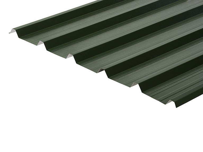 32/1000 Box Profile PVC Plastisol Coated 0.7mm Metal Roof Sheet Juniper Green