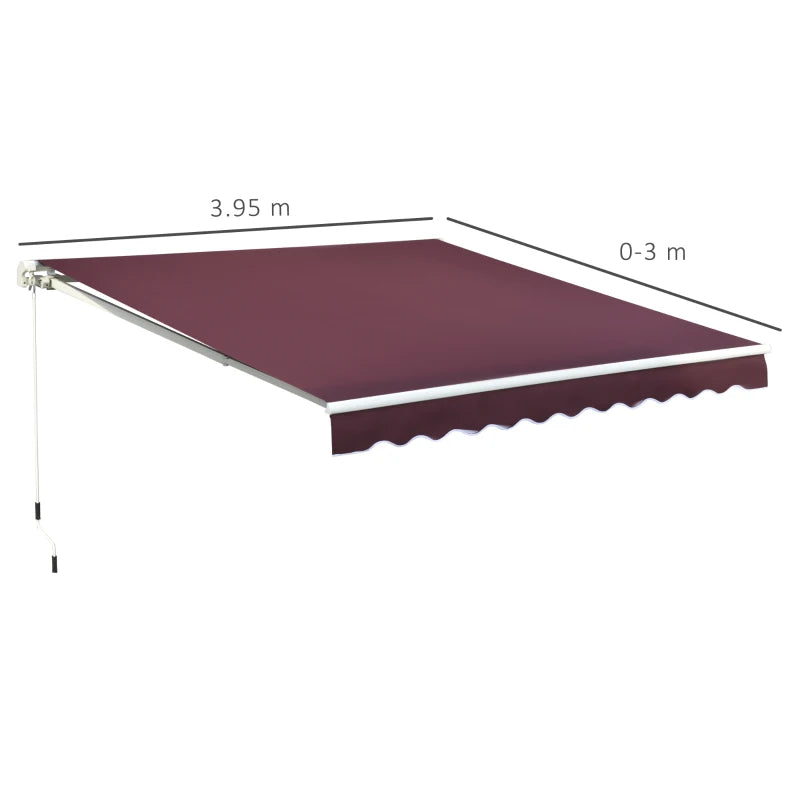 Red 3m x4m Retractable Awning Canopy With Fittings and Crank Handle