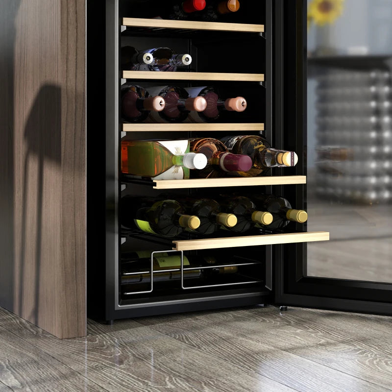 65L 24 Bottle Wine Fridge - Freestanding Cooler with Glass Door, LED Light, Digital Touch Screen & Temperature Control - Black