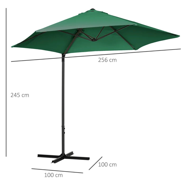 Green 2.5M Rotating Cantilever Patio Umbrella with Cross Base