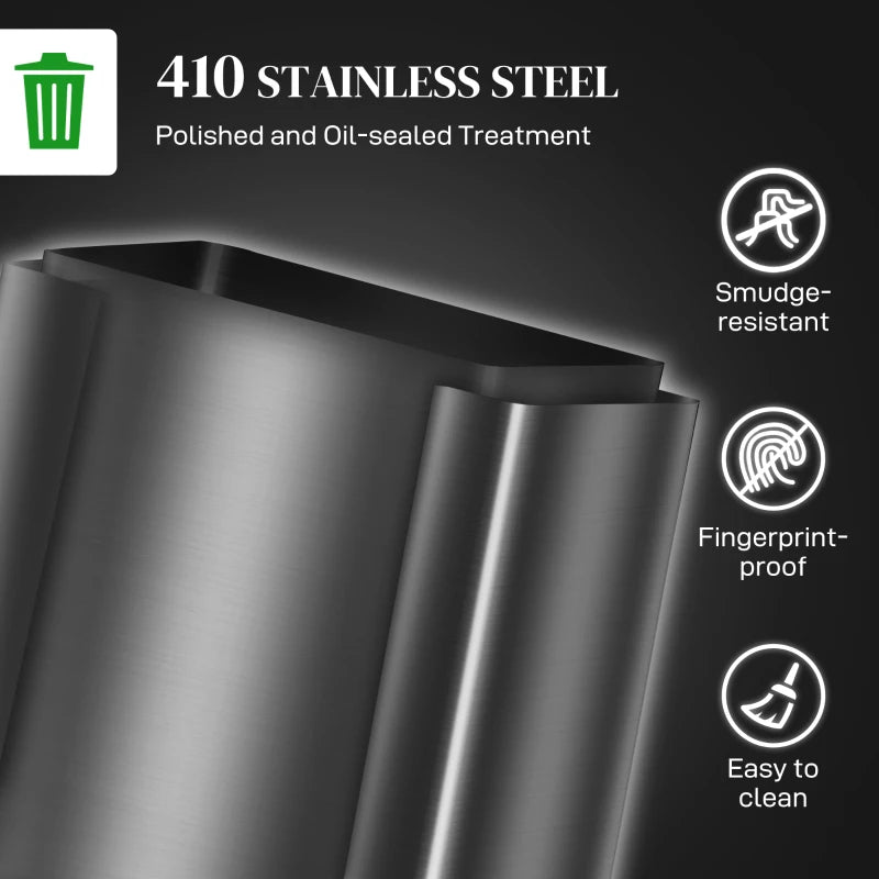 60L Dual Compartment Stainless Steel Trash Bin with Deodoriser Holders - Stylish Black Waste Management Solution