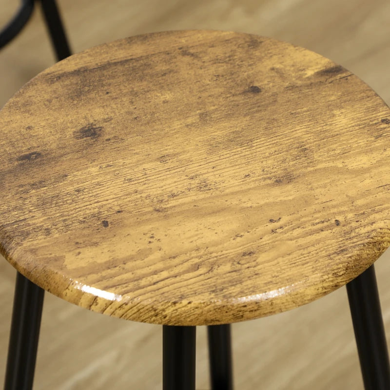Five Piece Industrial Style Bar Table Set in Brown and Black for Modern Dining Spaces