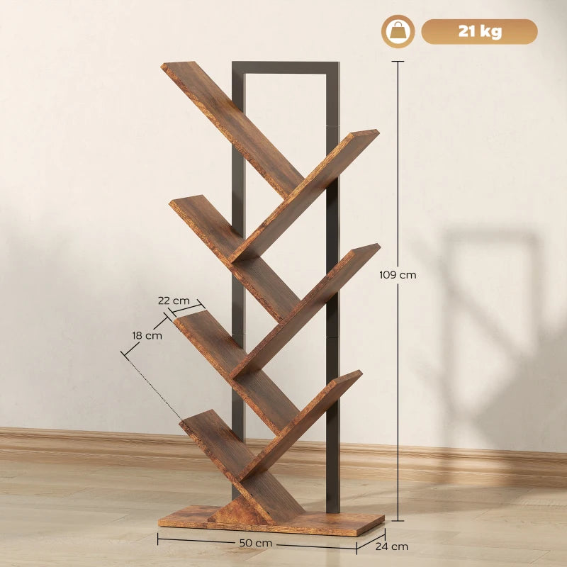 Unique Six-Section Wood-Effect Tree Bookcase - Stylish Storage Solution for Home & Office - Modern Design