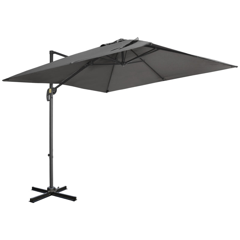 Square Dark Grey Cantilever Parasol with Crank Handle and Tilt