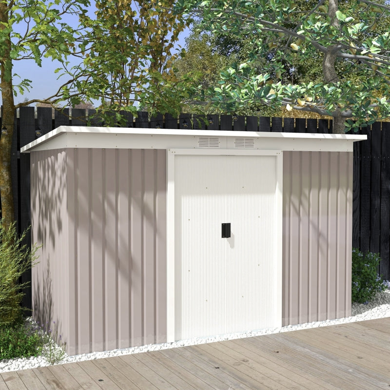 GardenGuard 9ft x 4ft Light Grey Corrugated Metal Shed