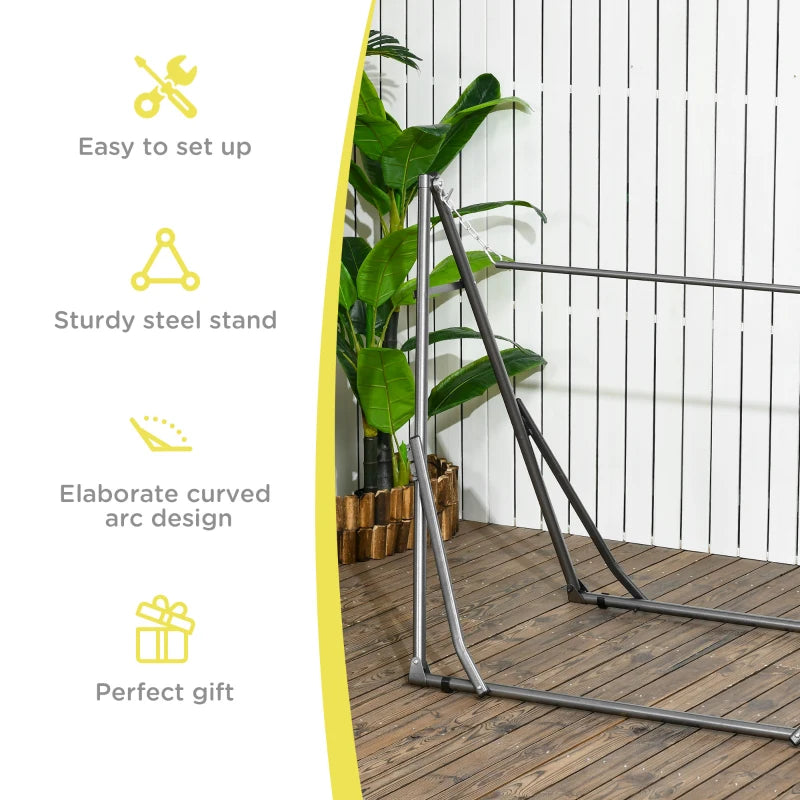 Black Foldable Hammock Stand with 2-in-1 Net & Clothes Rack, 120kg Capacity